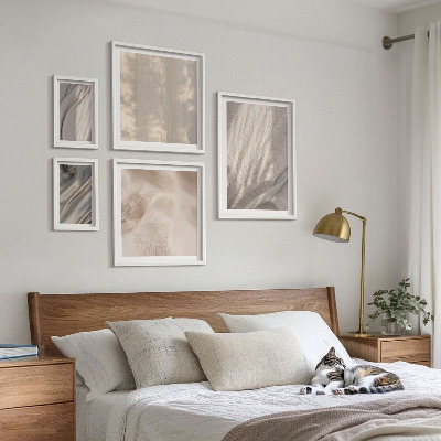 Set di 5 quadri Tessuti boho naturali in primo piano