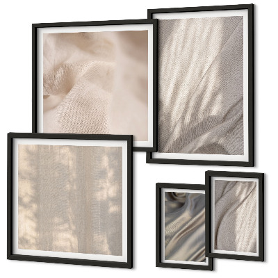 Set di 5 quadri Tessuti boho naturali in primo piano