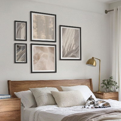 Set di 5 quadri Tessuti boho naturali in primo piano