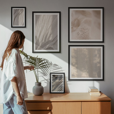 Set di 5 quadri Tessuti boho naturali in primo piano