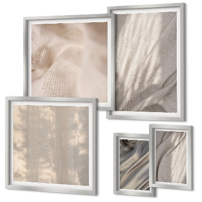 Set di 5 quadri Tessuti boho naturali in primo piano