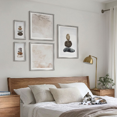 Set di quadri incorniciati Pittura boho con pile di pietre