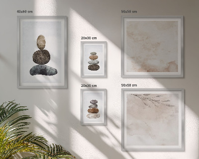 Set di quadri incorniciati Pittura boho con pile di pietre