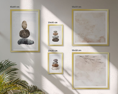 Set di quadri incorniciati Pittura boho con pile di pietre