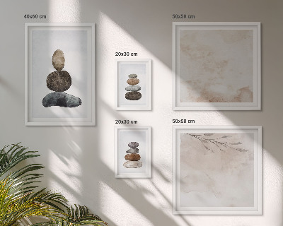 Set di quadri incorniciati Pittura boho con pile di pietre