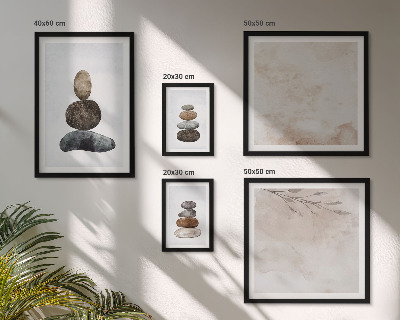 Set di quadri incorniciati Pittura boho con pile di pietre