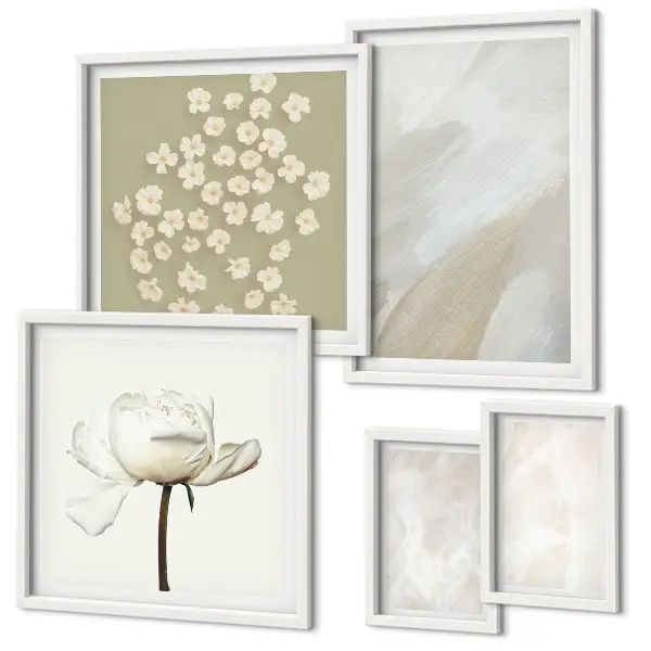Set di quadri incorniciati motivo floreale alla moda con texture boho
