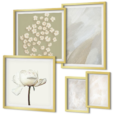 Set di quadri incorniciati Fiori alla moda, texture boho