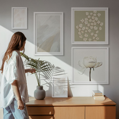 Set di quadri incorniciati Fiori alla moda, texture boho