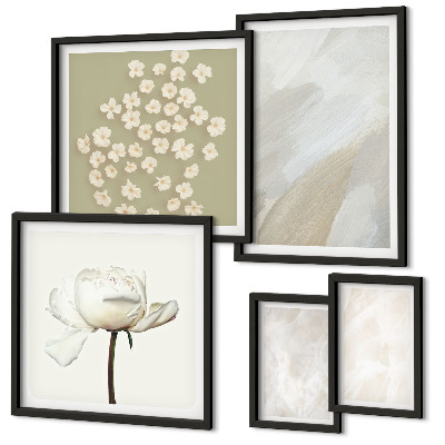 Set di quadri incorniciati Fiori alla moda, texture boho