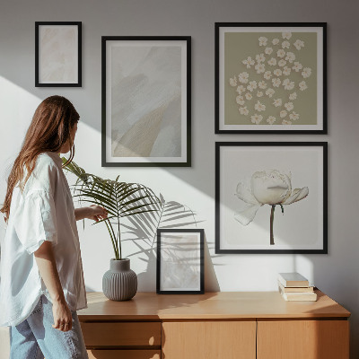 Set di quadri incorniciati Fiori alla moda, texture boho