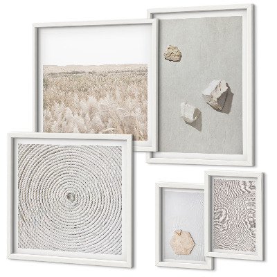 Set di 5 quadri Texture leggere e boho effetto sabbia