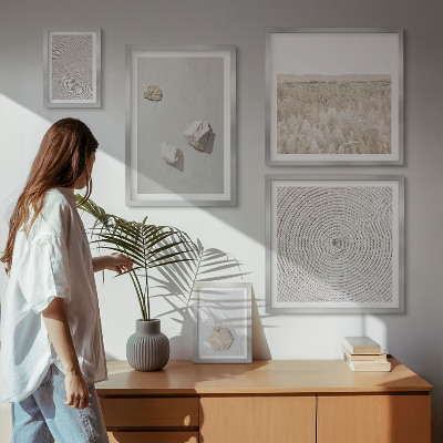 Set di 5 quadri Texture leggere e boho effetto sabbia