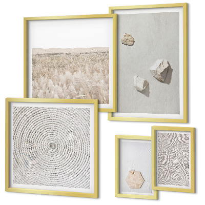Set di 5 quadri Texture leggere e boho effetto sabbia