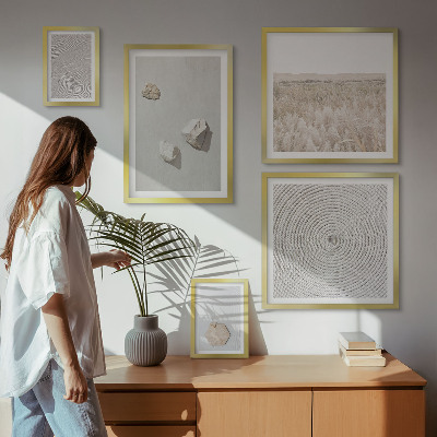 Set di 5 quadri Texture leggere e boho effetto sabbia