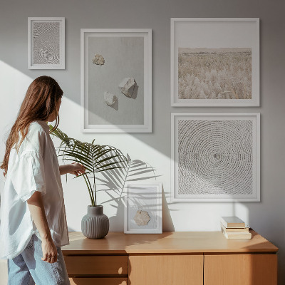 Set di 5 quadri Texture leggere e boho effetto sabbia