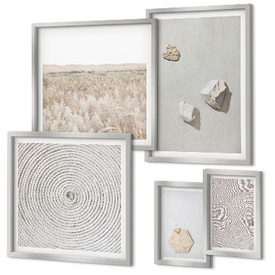 Set di 5 quadri Texture leggere e boho effetto sabbia