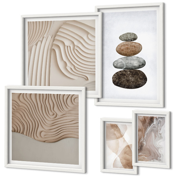 Polittico con cornice Forme astratte dai colori pastello