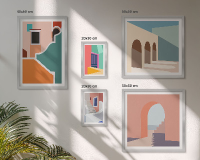 Set di 5 quadri Illustrazioni colorate di edifici