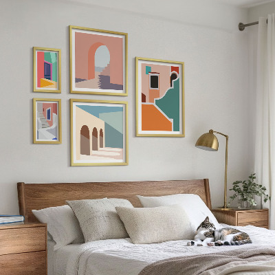 Set di 5 quadri Illustrazioni colorate di edifici