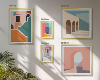 Set di 5 quadri Illustrazioni colorate di edifici