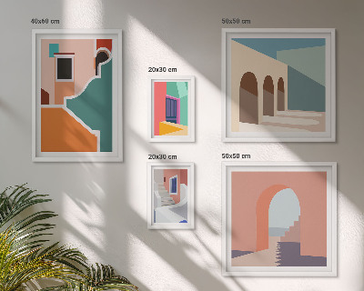Set di 5 quadri Illustrazioni colorate di edifici