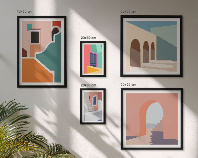 Set di 5 quadri Illustrazioni colorate di edifici