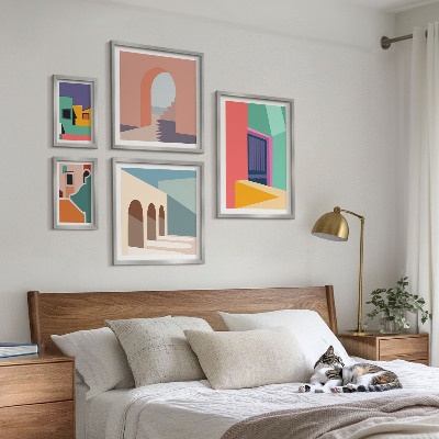 Set di quadri incorniciati Illustrazioni colorate della città