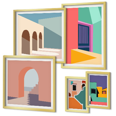 Set di quadri incorniciati Illustrazioni colorate della città