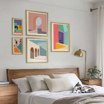 Set di quadri incorniciati Illustrazioni colorate della città