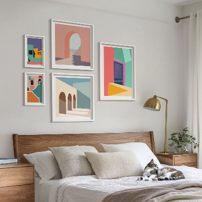 Set di quadri incorniciati Illustrazioni colorate della città