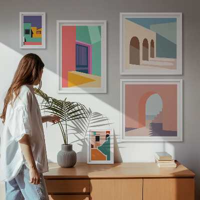 Set di quadri incorniciati Illustrazioni colorate della città