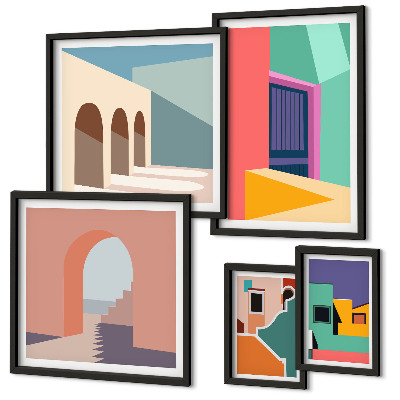 Set di quadri incorniciati Illustrazioni colorate della città