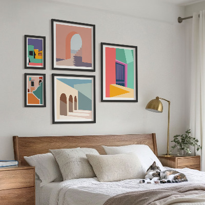 Set di quadri incorniciati Illustrazioni colorate della città