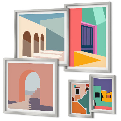 Set di quadri incorniciati Illustrazioni colorate della città
