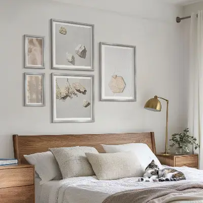 Polittico con cornice decorazione murale con texture naturali e delicate in stile boho