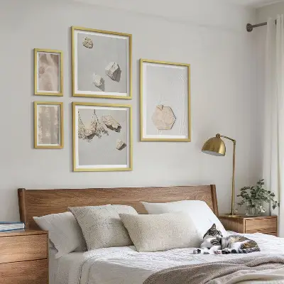 Polittico con cornice decorazione murale con texture naturali e delicate in stile boho