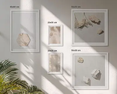 Polittico con cornice decorazione murale con texture naturali e delicate in stile boho