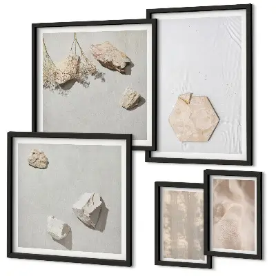 Polittico con cornice decorazione murale con texture naturali e delicate in stile boho