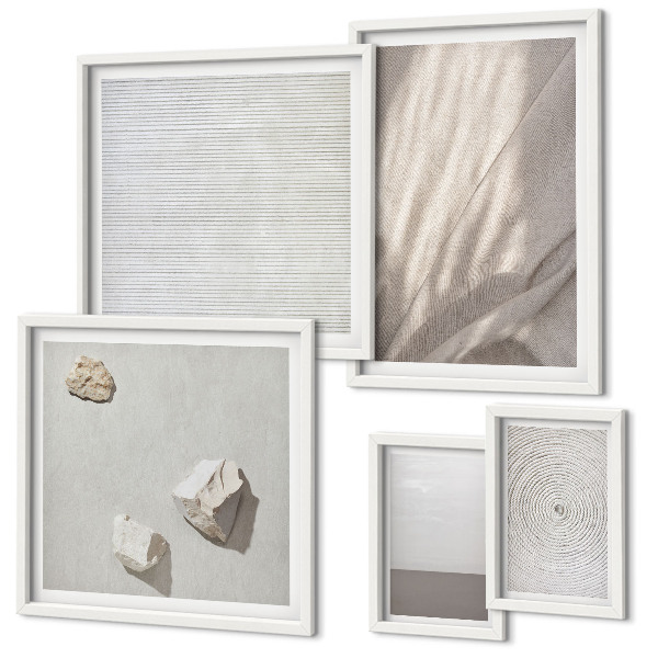 Set di 5 quadri Delicate trame boho ispirate alla natura.