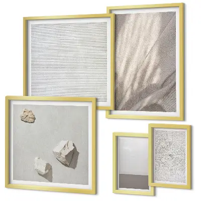 Set di 5 quadri con delicate trame boho ispirate alla natura