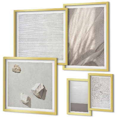 Set di 5 quadri Delicate trame boho ispirate alla natura.
