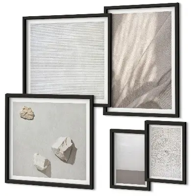 Set di 5 quadri con delicate trame boho ispirate alla natura