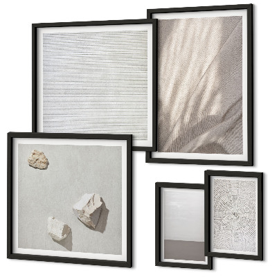 Set di 5 quadri Delicate trame boho ispirate alla natura.