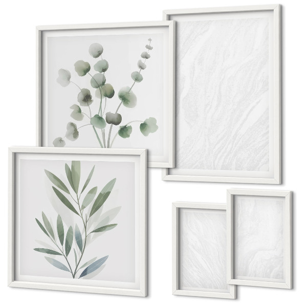 Set di quadri incorniciati Elegante struttura in marmo a forma di ramoscello