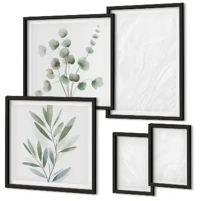 Set di quadri incorniciati decorazione elegante in marmo a forma di ramoscello