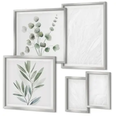 Set di quadri incorniciati decorazione elegante in marmo a forma di ramoscello