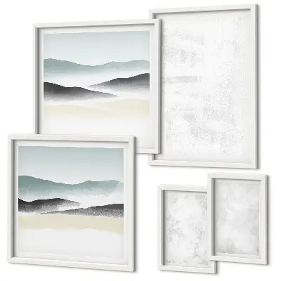 Set di 5 quadri con sfondo astratto a pois bianchi