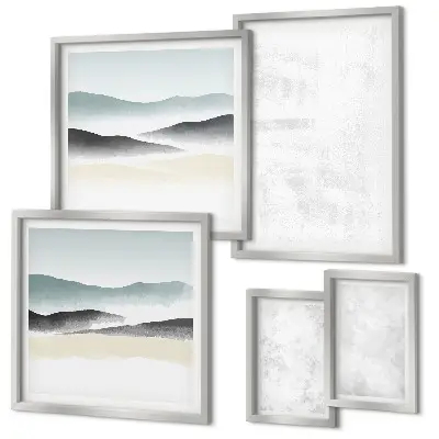 Set di 5 quadri con sfondo astratto a pois bianchi