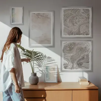 Set di 5 quadri con stampa colori ad acquerello delicati